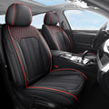 Leather Car Seat Covers 2 Front Seats Black and Red PU Leather Full