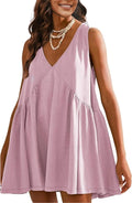 Women's Mini Dress with Sleeveless V Neck by OPCAKM for Summer
