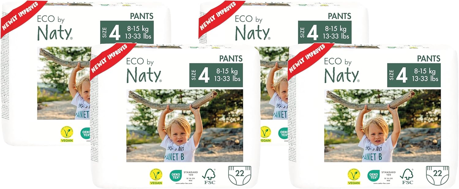 Hypoallergenic Eco Pull Ups - Absorbent Training Pants for Boys & Girls (Size 4) - Pack of 4