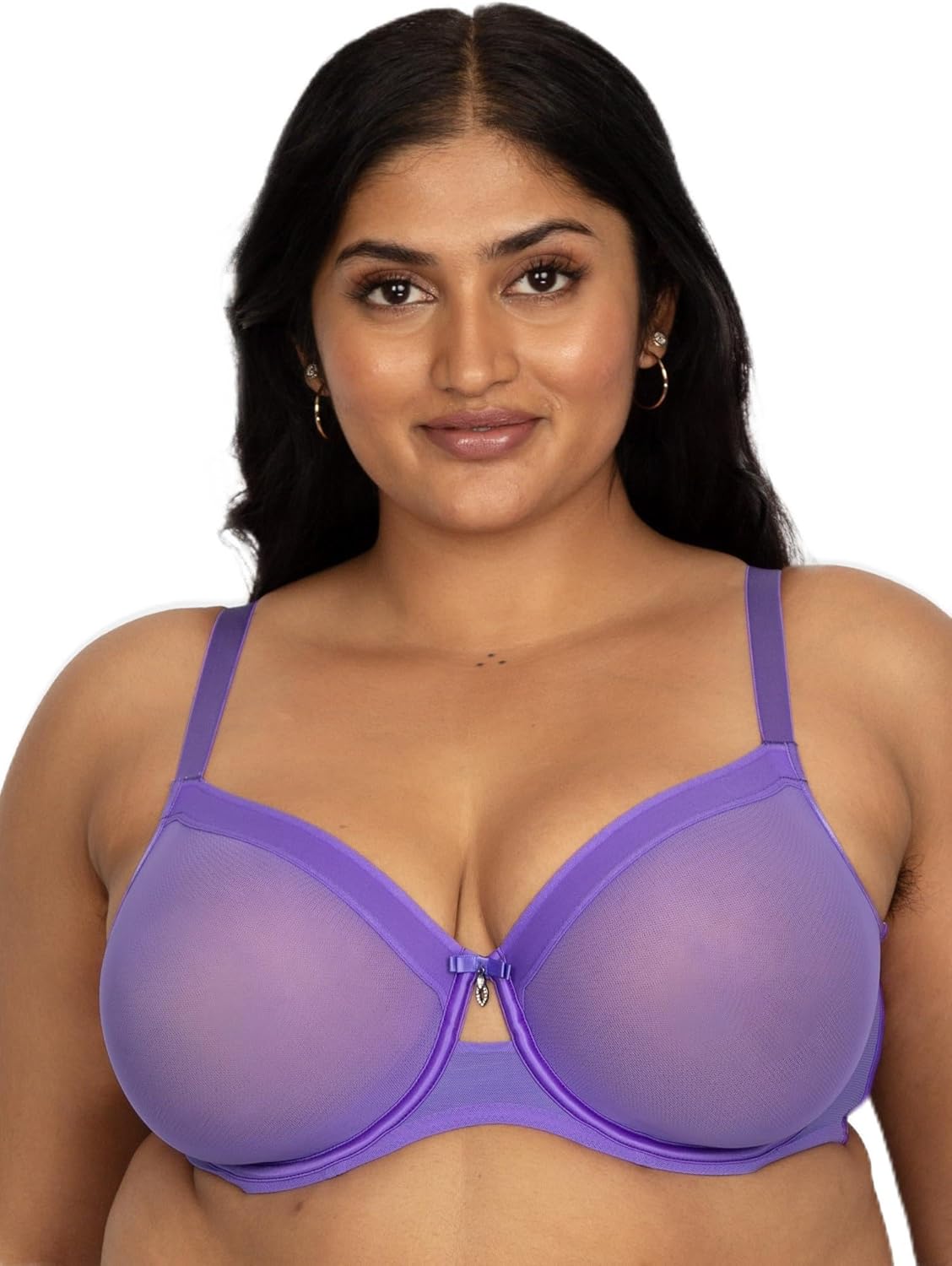 Curvy Couture Women's Sheer Mesh Full-Coverage Underwire Bra