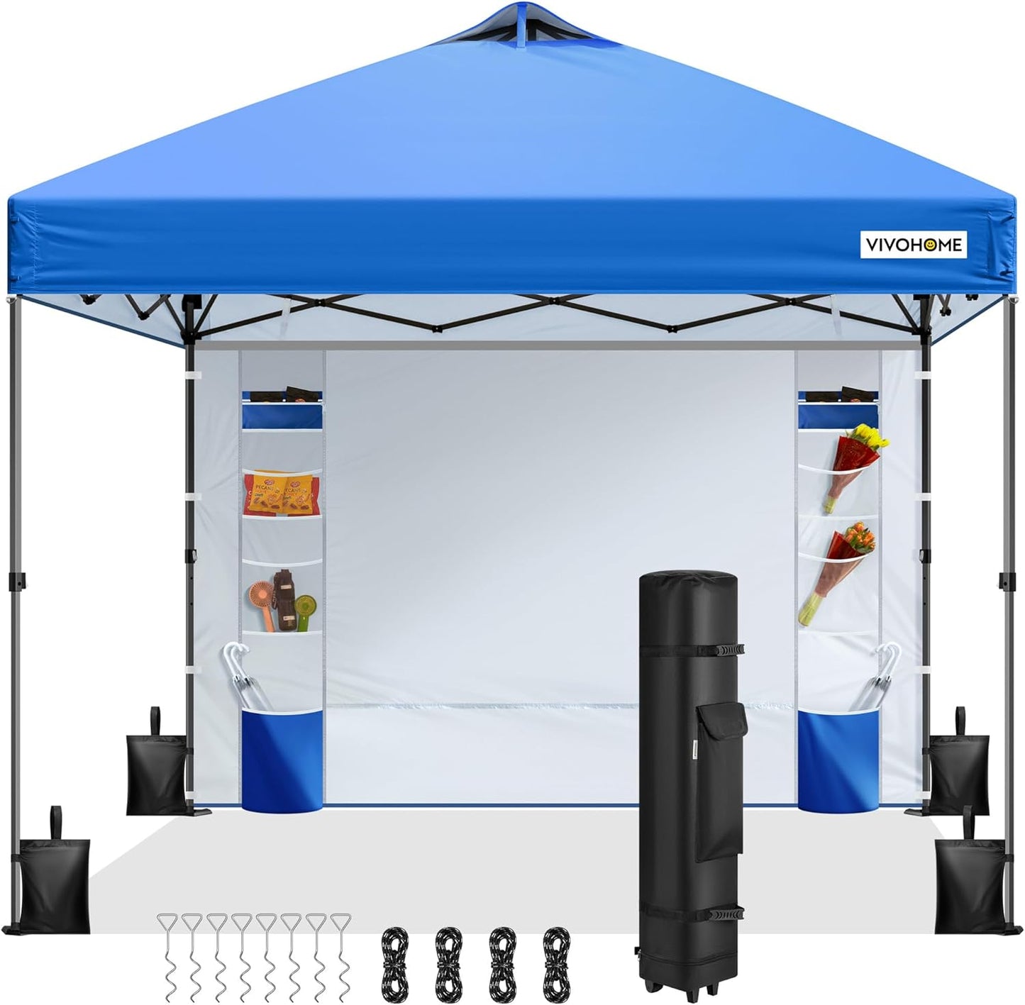 VIVOHOME 8x8ft Pop Up Canopy Tent with Sidewall and Pockets