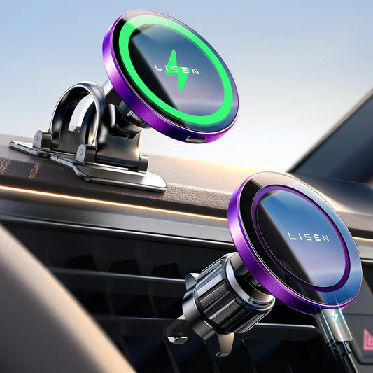 15W Fast Wireless Car Charger by LISEN - Powerful Magnets