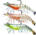 TRUSCEND Pre-rigged TPE Shrimp Jig Lures - Durable Lifelike Action