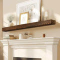 48x8x3 Fireplace Mantel Solid Rustic Wood Floating Shelf - Weathered