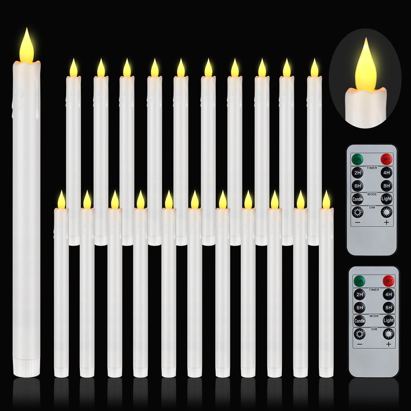 Flameless Taper Candles 10.6in Dripless Battery Operated Set