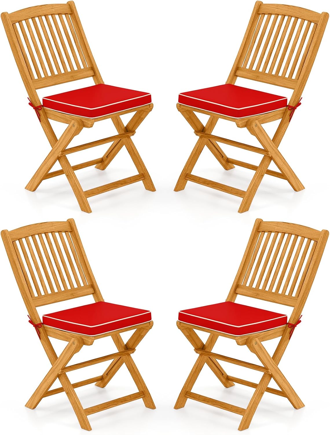 Tangkula Folding Outdoor Dining Chairs with Cushions for Comfort