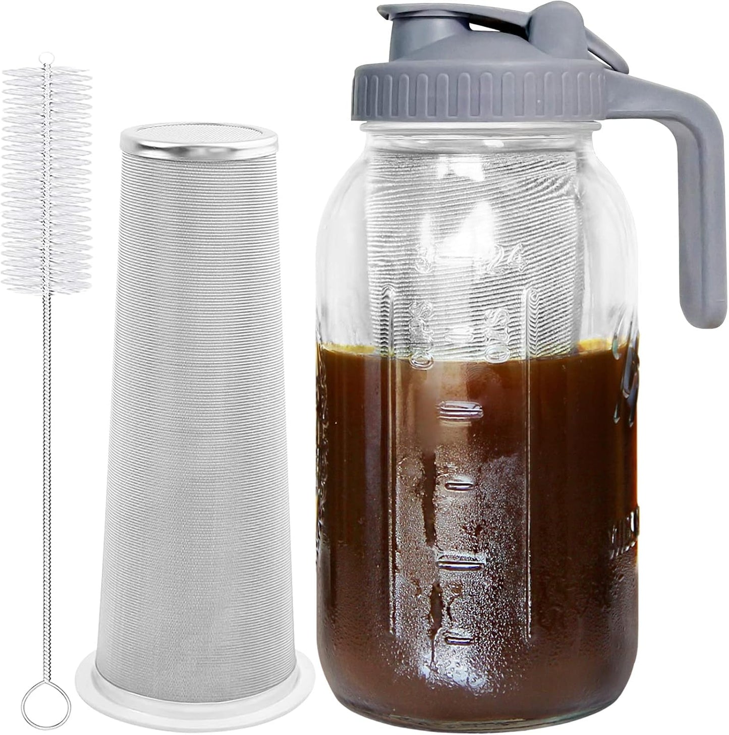 64oz Cold Brew Coffee Maker - Spill-Proof Spout & Stainless Steel Filter by JunVpic