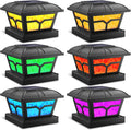 Solar Post Cap Lights RGB + Warm White for 4x4 5x5 6x6 Posts - 6 Pack