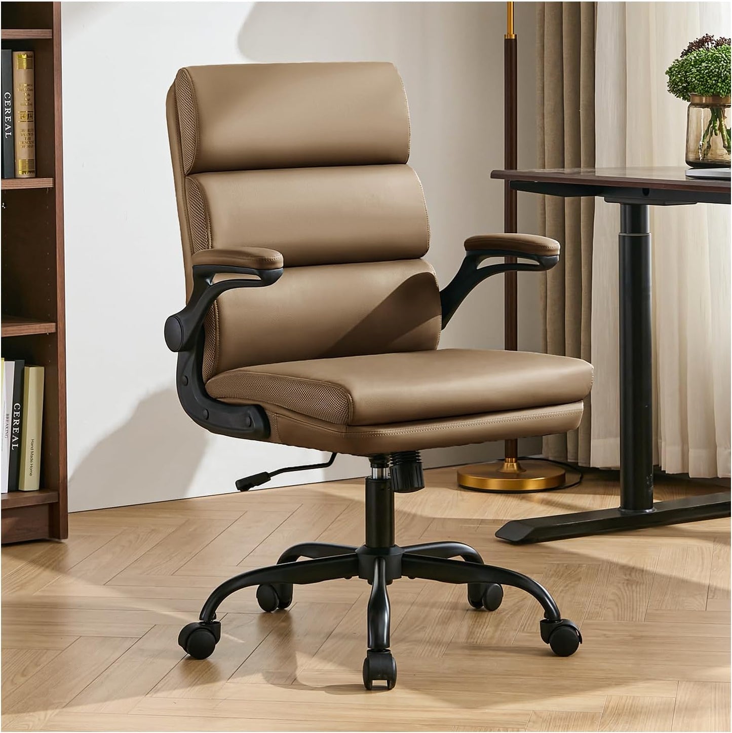 Comfortable Tan Executive Desk Chair | Ergonomic Back Support