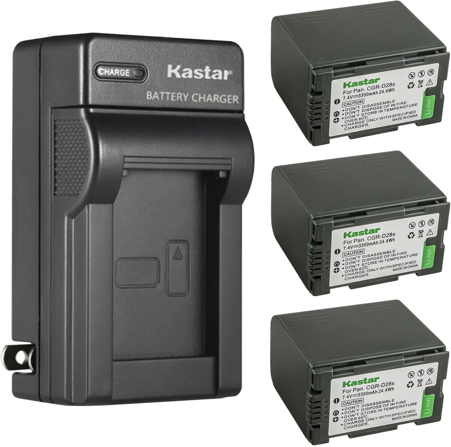 Kastar 3-Pack Battery and AC Wall Charger for Panasonic Cameras