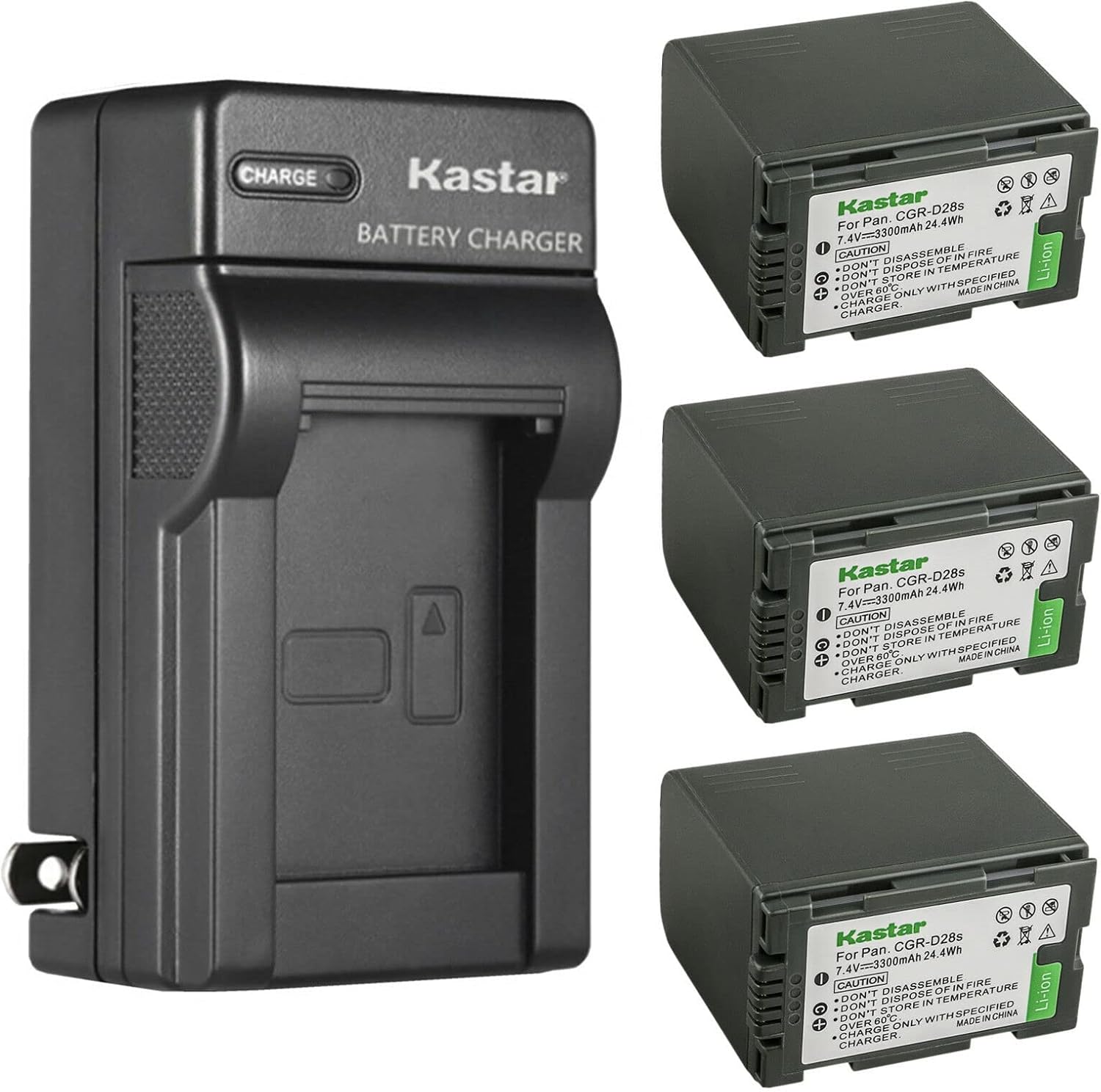 Kastar 3-Pack Battery and AC Wall Charger for Panasonic Cameras