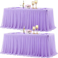 Lavender Tulle Tablecloth for 8 ft Rectangular Table - Elegant Tutu