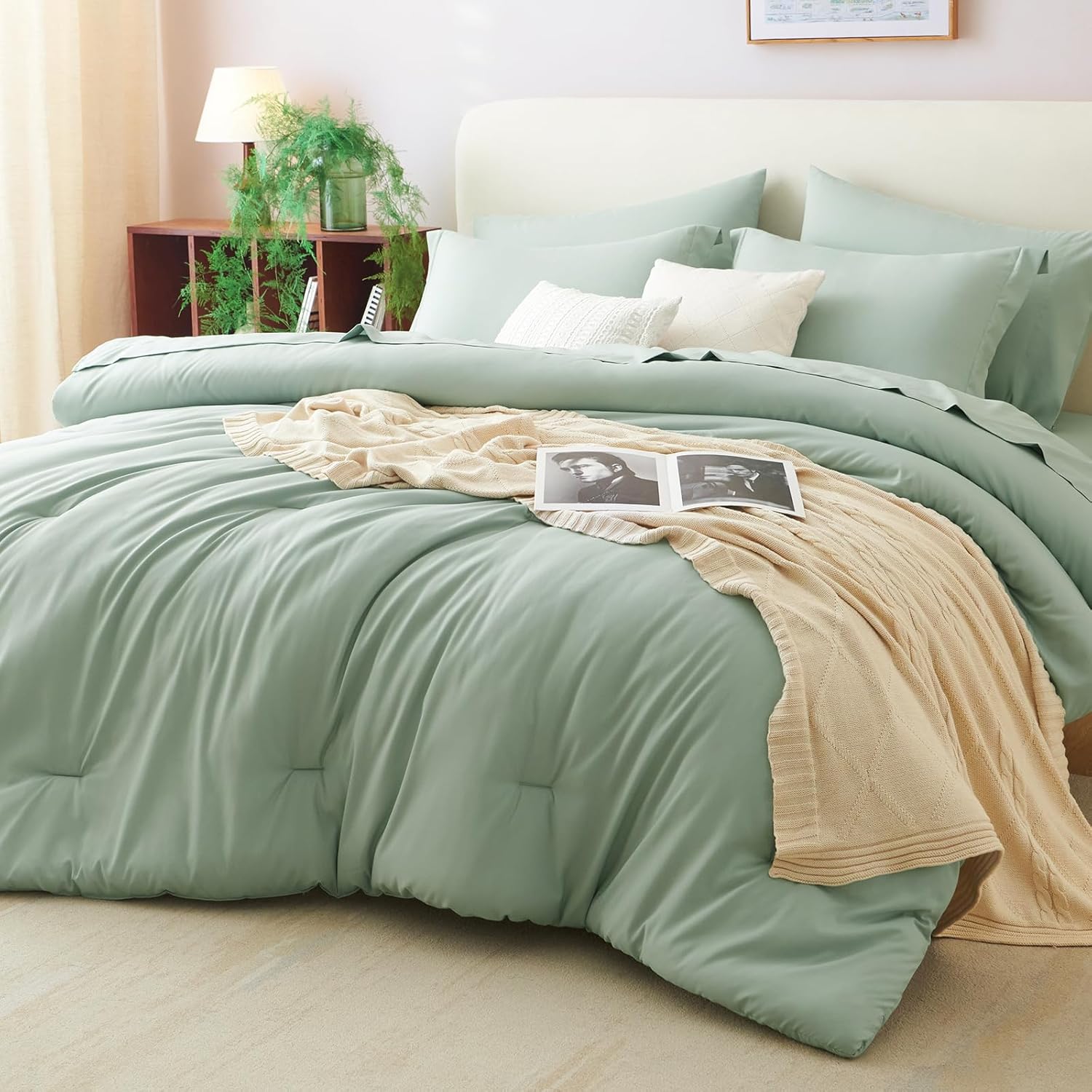 CozyLux Twin XL Comforter Set in Sage Green for All Seasons