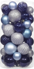 50ct Blue and Silver Christmas Ornaments Set - Shatterproof Classic