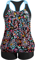 Plus Size Tankini Swimsuit for Women - Tummy Control Two Piece Paisley
