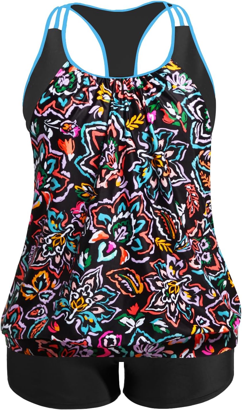 Holipick Plus Size Tankini Swimsuit with Tummy Control Shorts