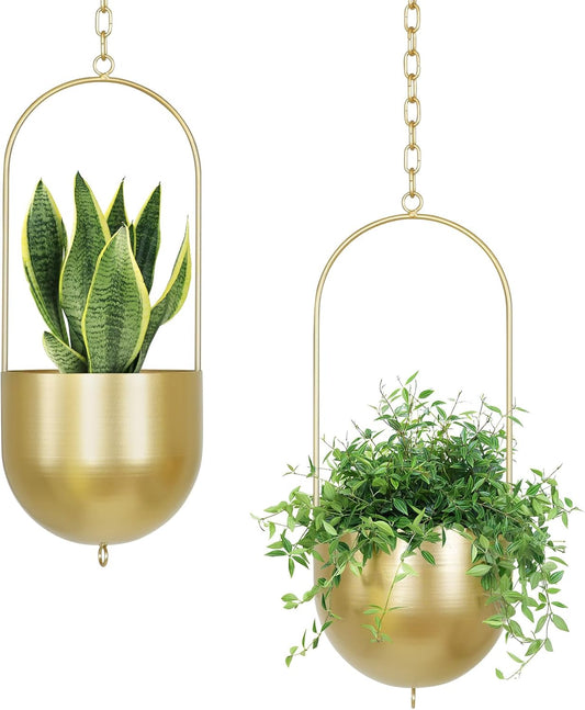 6-Inch Gold Hanging Planter for Indoor Plants and Succulents