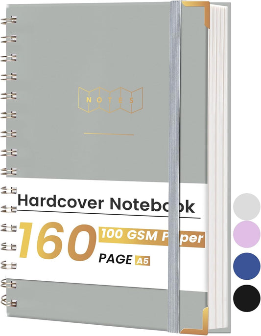 Professional A5 Spiral Notebook - 160 Pages, College Ruled