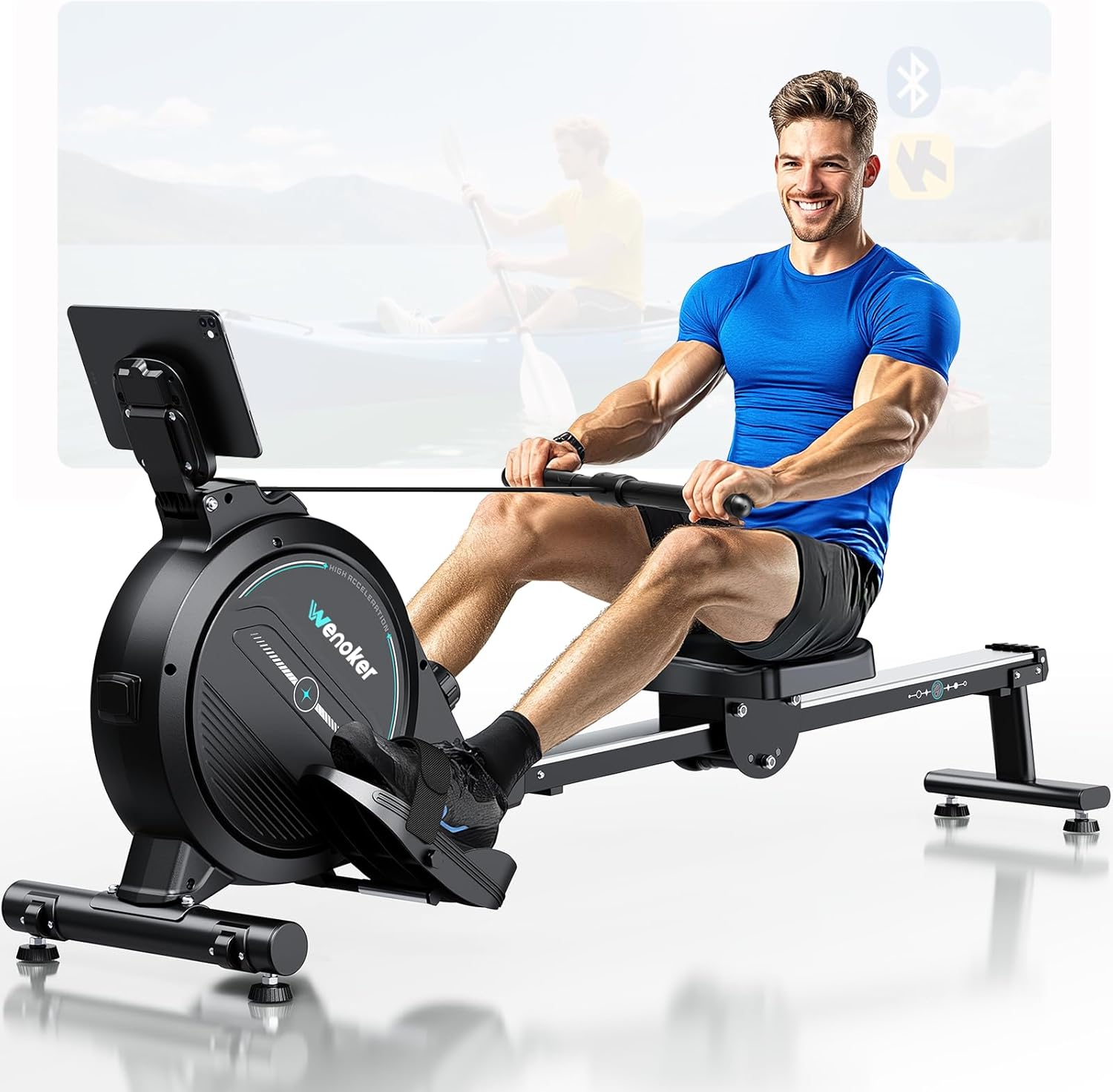 Wenoker Magnetic Rower Machine for Home with LCD Monitor