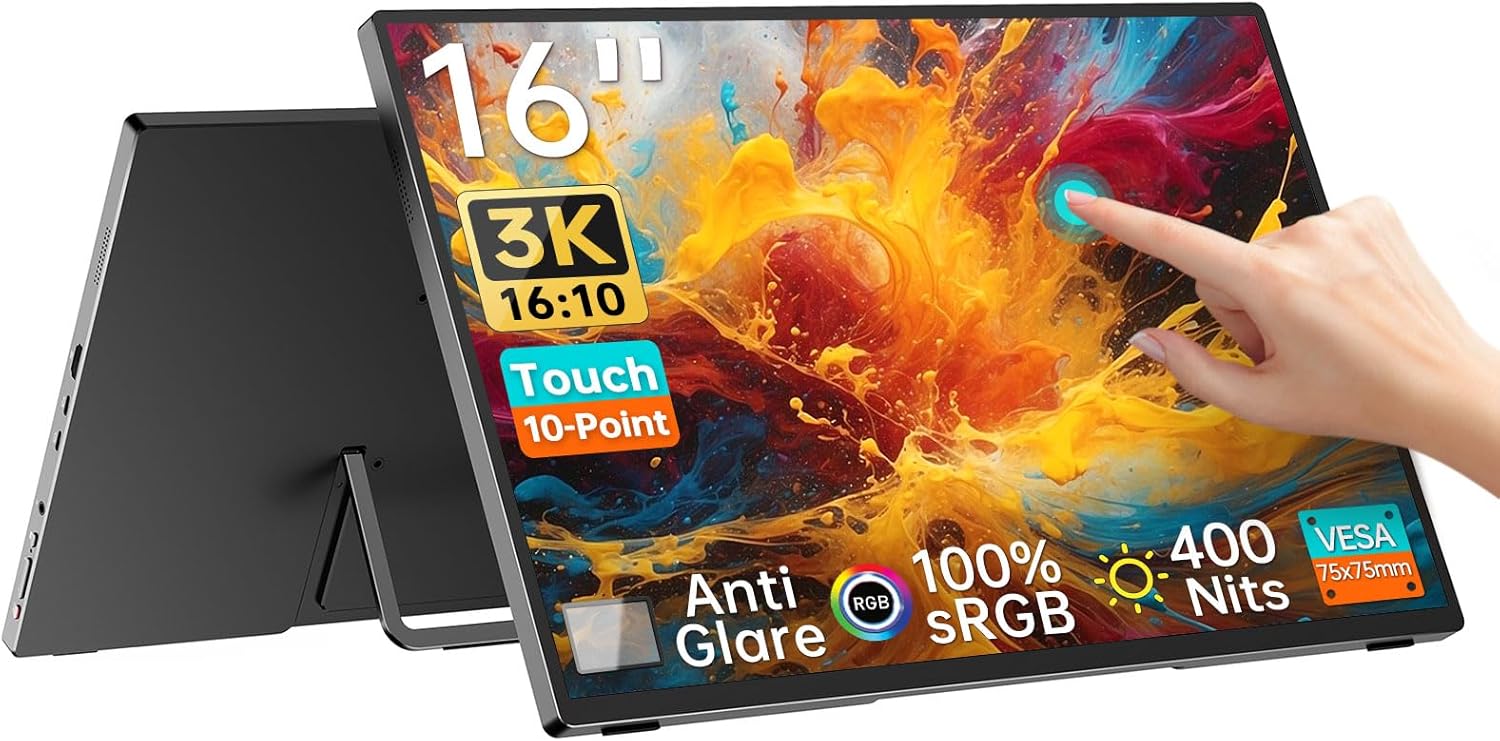 Ultra Sharp 3K Touch Screen Monitor | 16 Portable
