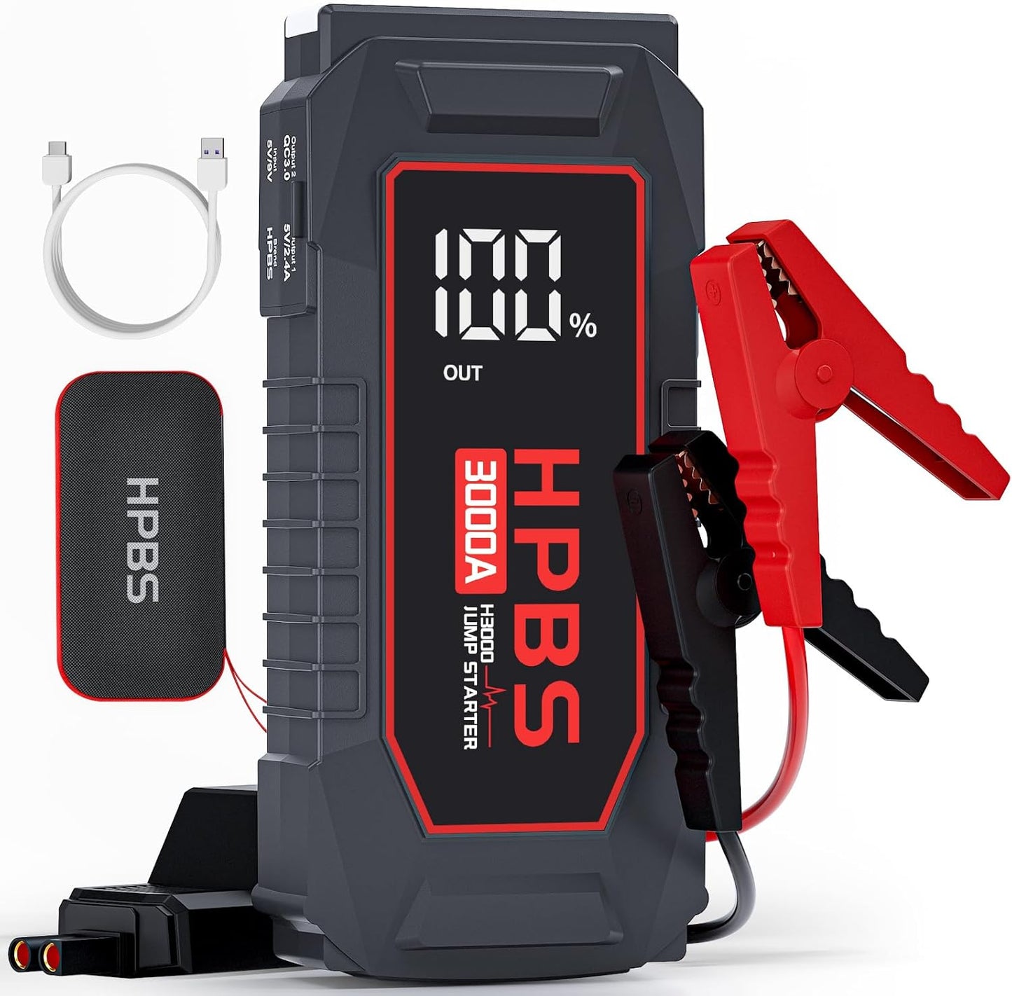 3000A Car Jump Starter for 10L Gas and 8L Diesel Engines
