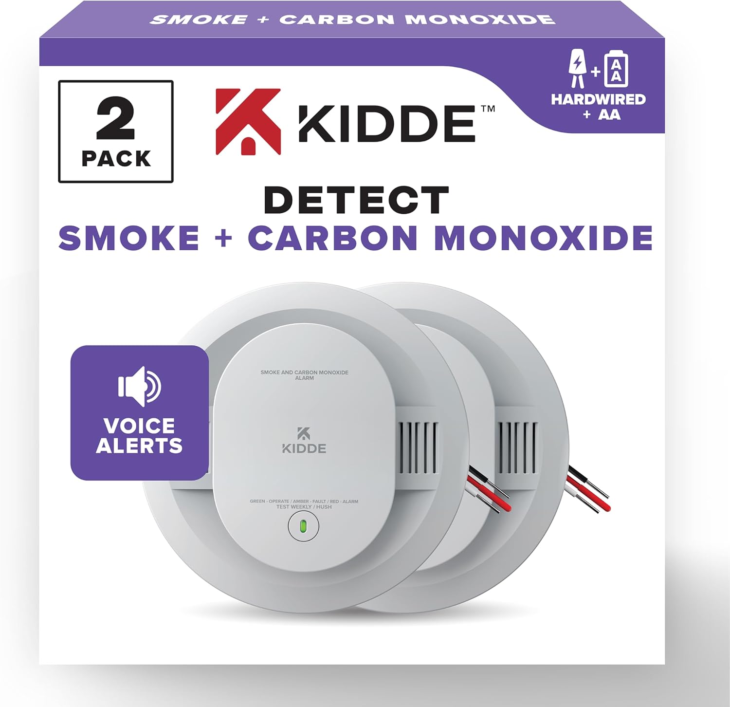 Kidde Hardwired Smoke & Carbon Monoxide Detector 2 Pack