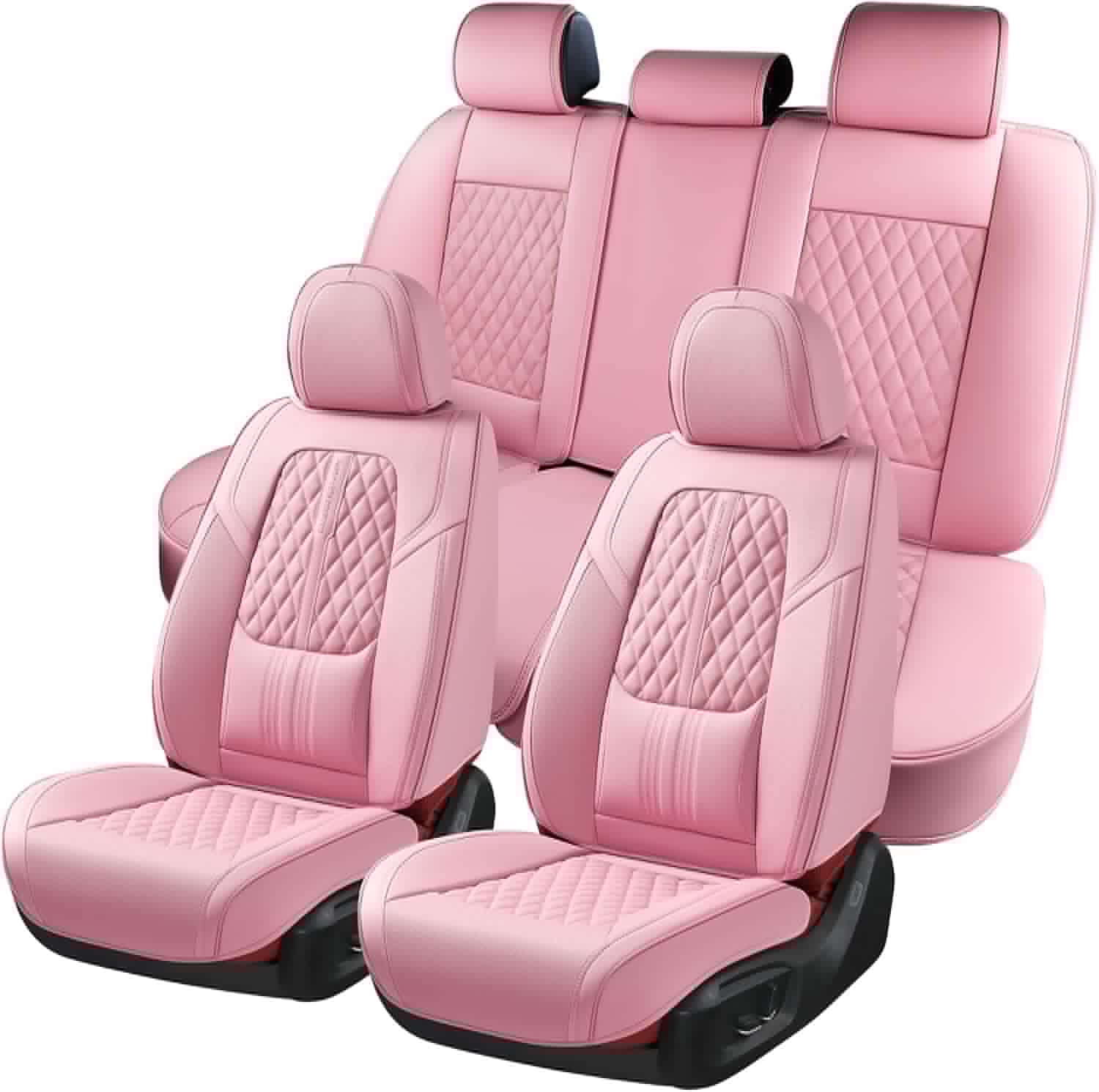 Coverado Car Seat Covers Full Set in Pink for Luxury Protection