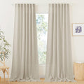 RYB HOME Semi Sheer Curtains 102 in - Linen-Look Light Filtering
