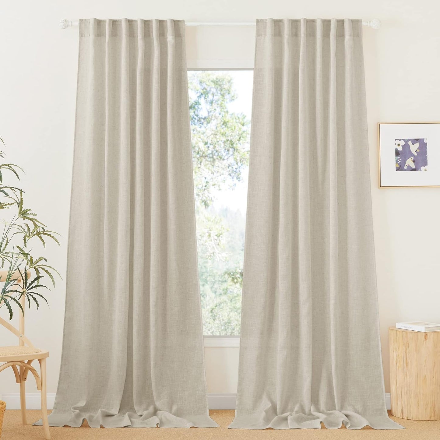 RYB HOME Semi Sheer Curtains for Bedroom and Living Room