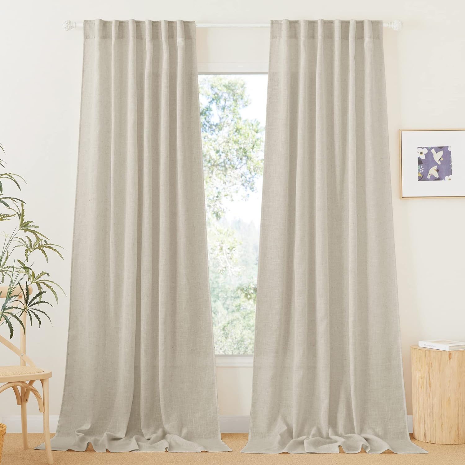 RYB HOME Semi Sheer Curtains for Bedroom and Living Room