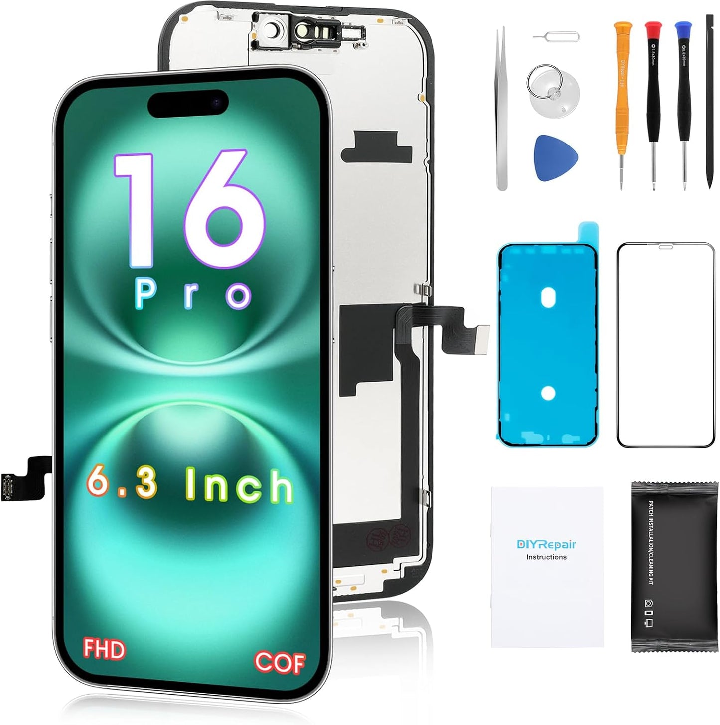 OLED Screen Replacement for iPhone 16 Pro 6.3ft with Tools