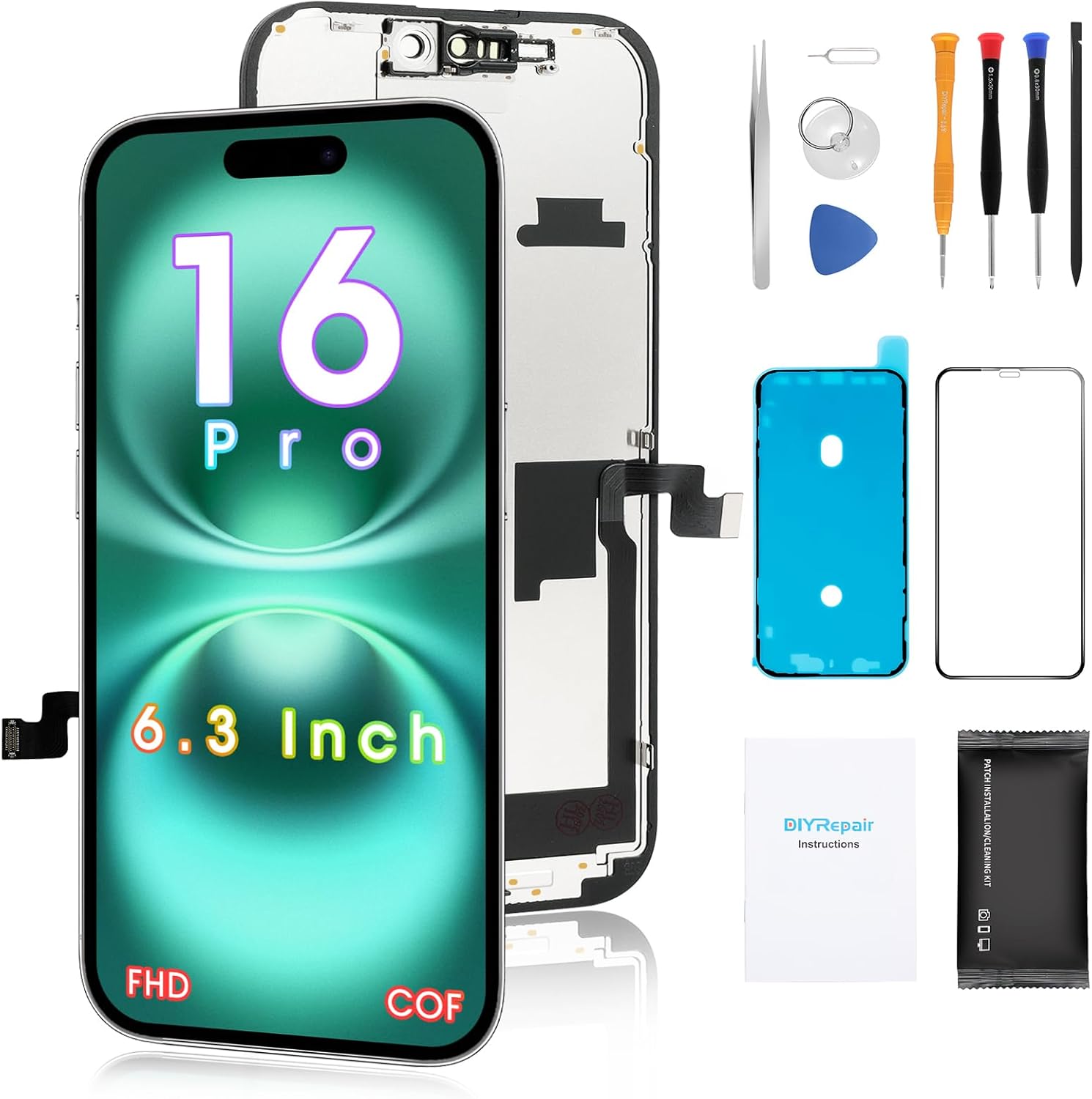 OLED Screen Replacement for iPhone 16 Pro 6.3ft with Tools