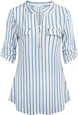 Ninedaily Women's 3/4 Sleeve Plaid Shirts for All Seasons