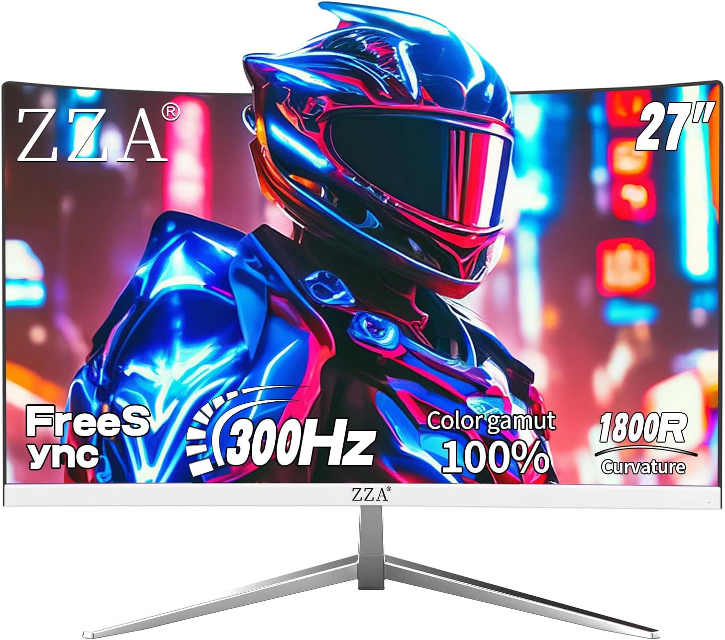 ZZA 27 Inch Curved Gaming Monitor with 300Hz Refresh Rate