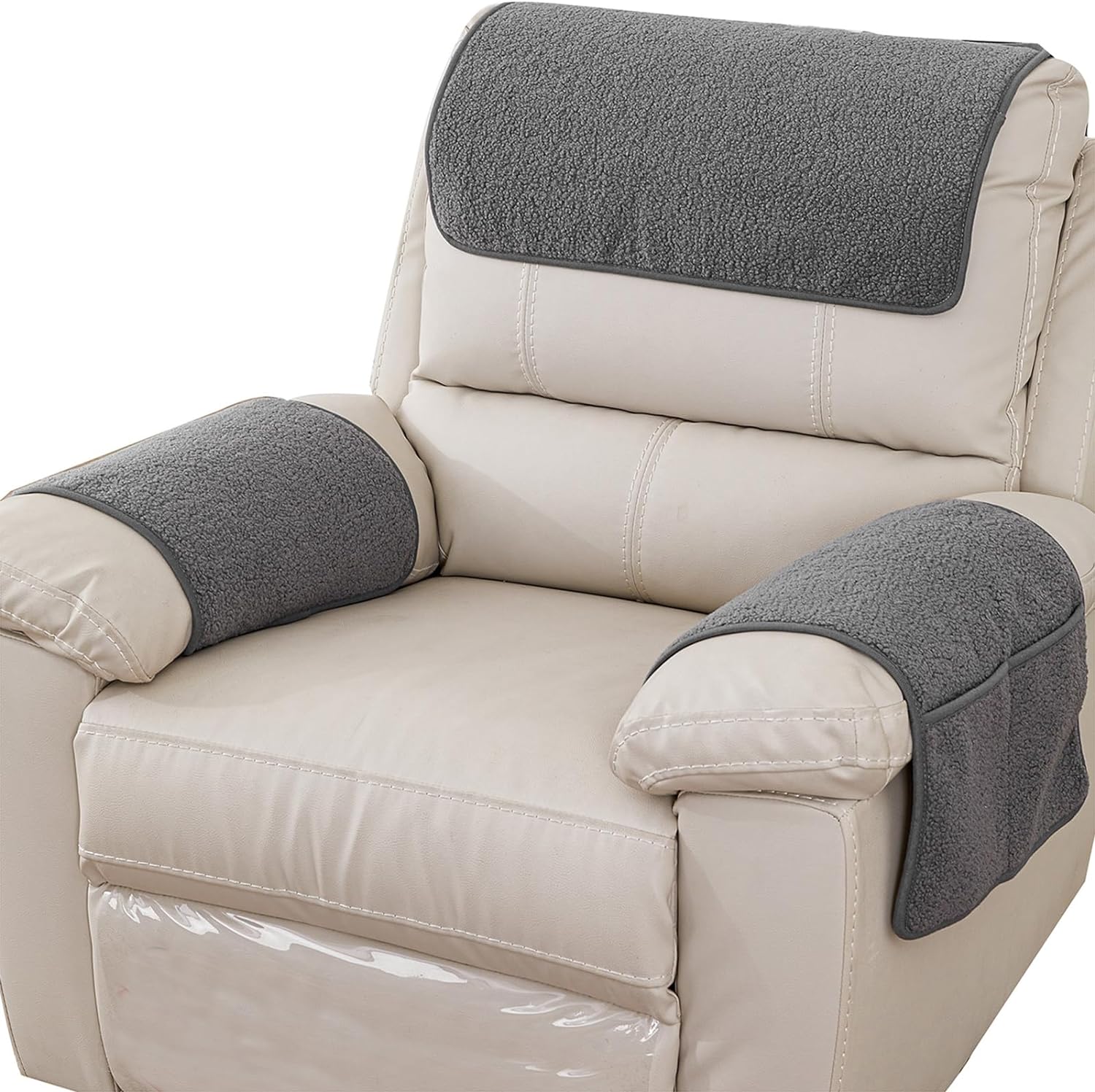 Stretch Armrest Cover Set, Light Gray, Sofa Chair Recliner Protector
