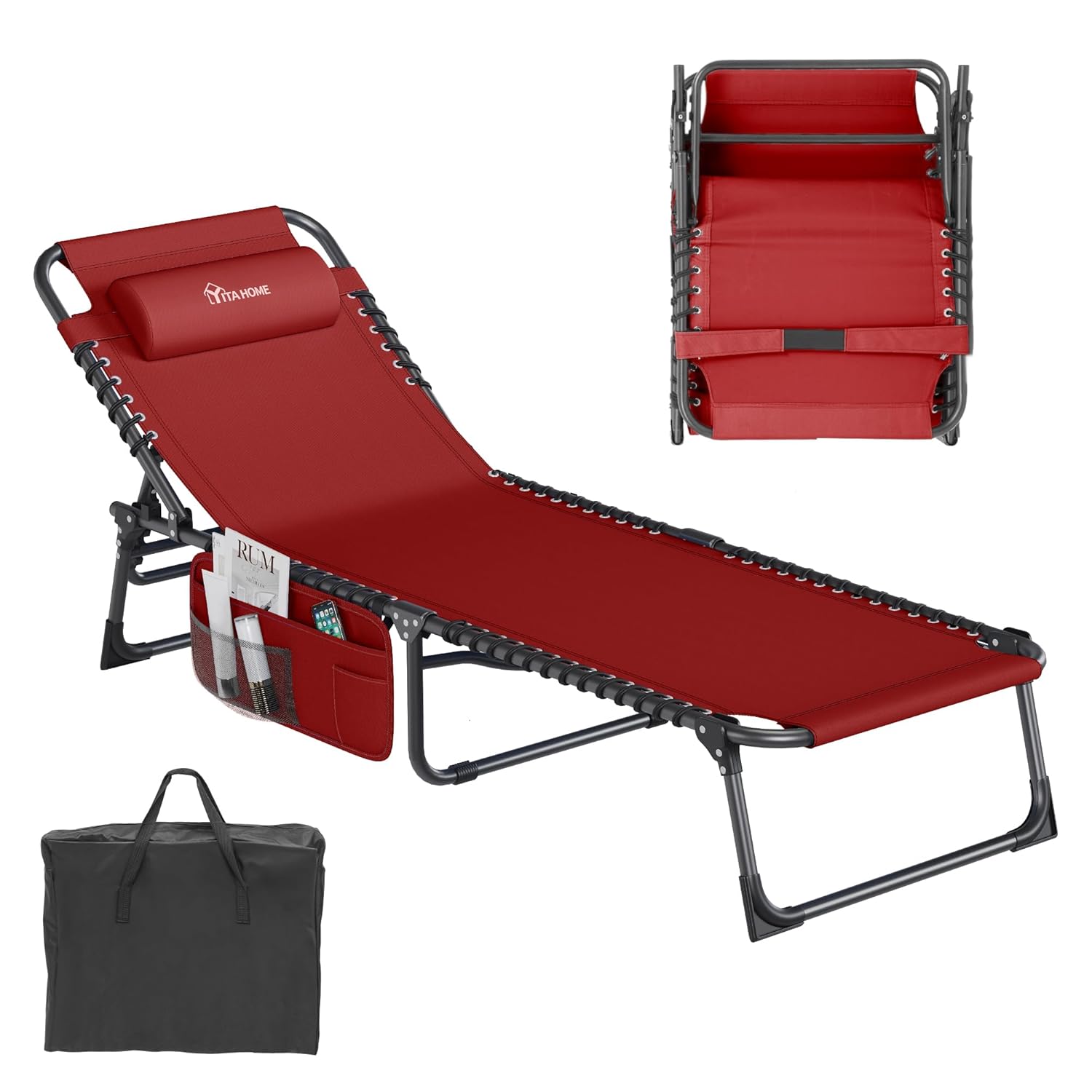 YITAHOME Portable Reclining Lounge Chair - 5 Position Adjustable Comfort