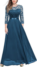 Miusol Elegant Floral Lace 3/4 Sleeve Bridesmaid Maxi Dress - Classic