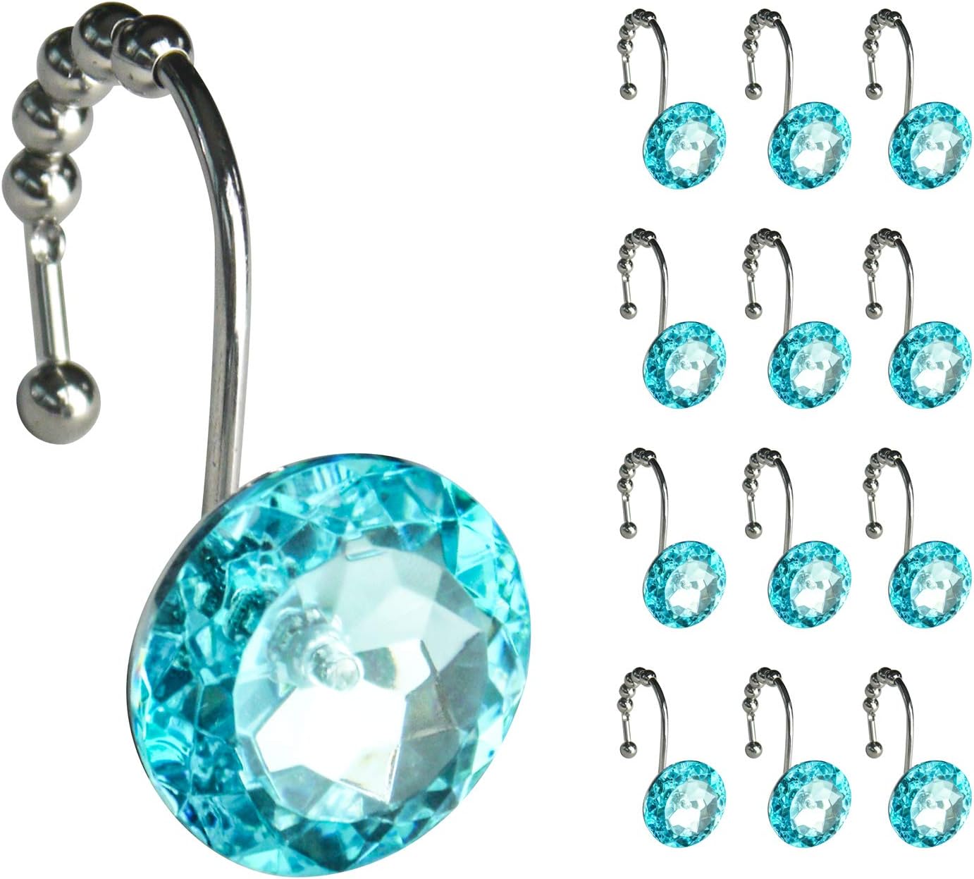 Shine Bright with Teal Blue Crystal Shower Hooks