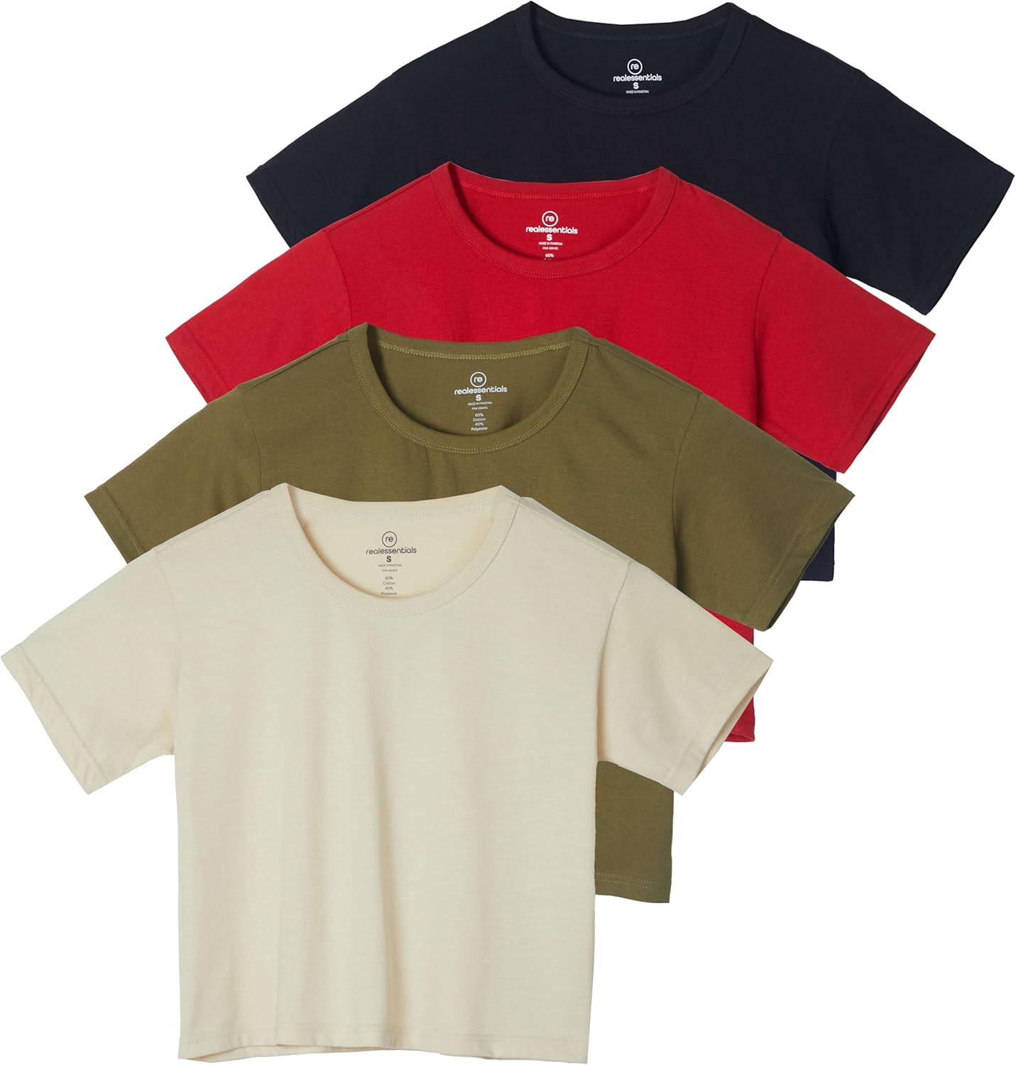 Real Essentials Women's Cotton Short Sleeve Crop Tops for All