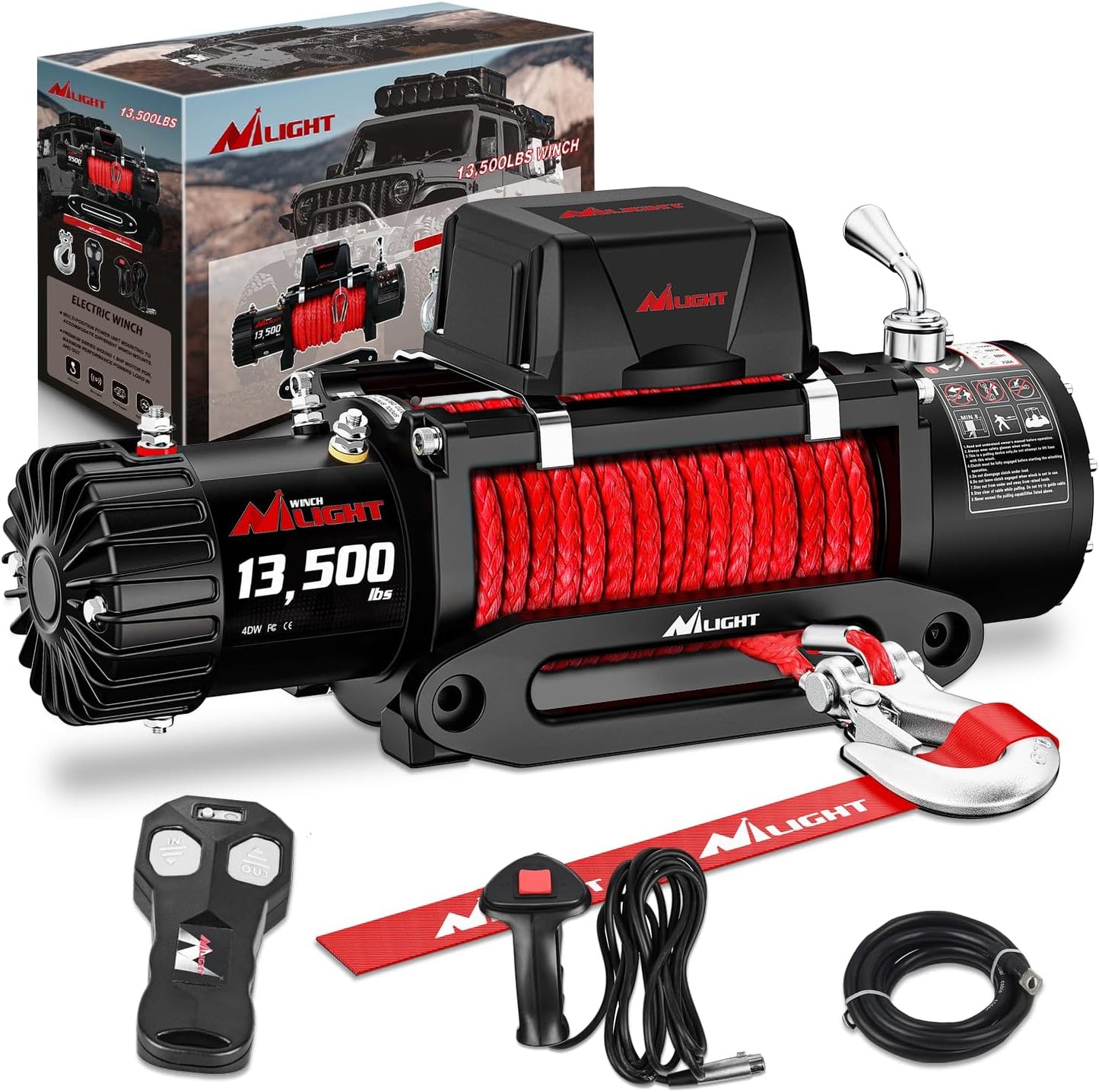 Nilight 12V Electric Winch 13000lbs for Offroad Vehicles