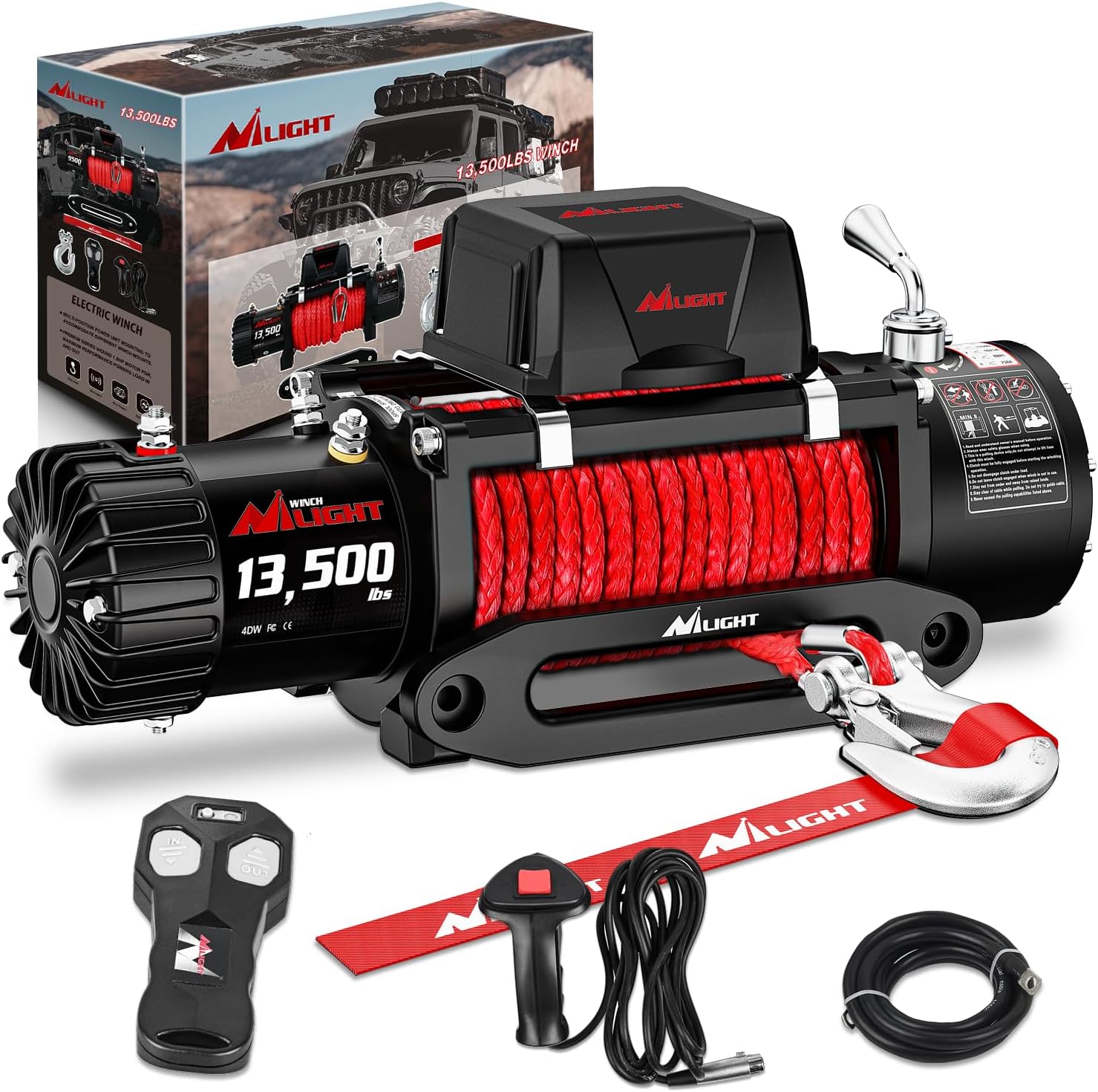 Nilight 12V Electric Winch 13000lbs for Offroad Vehicles