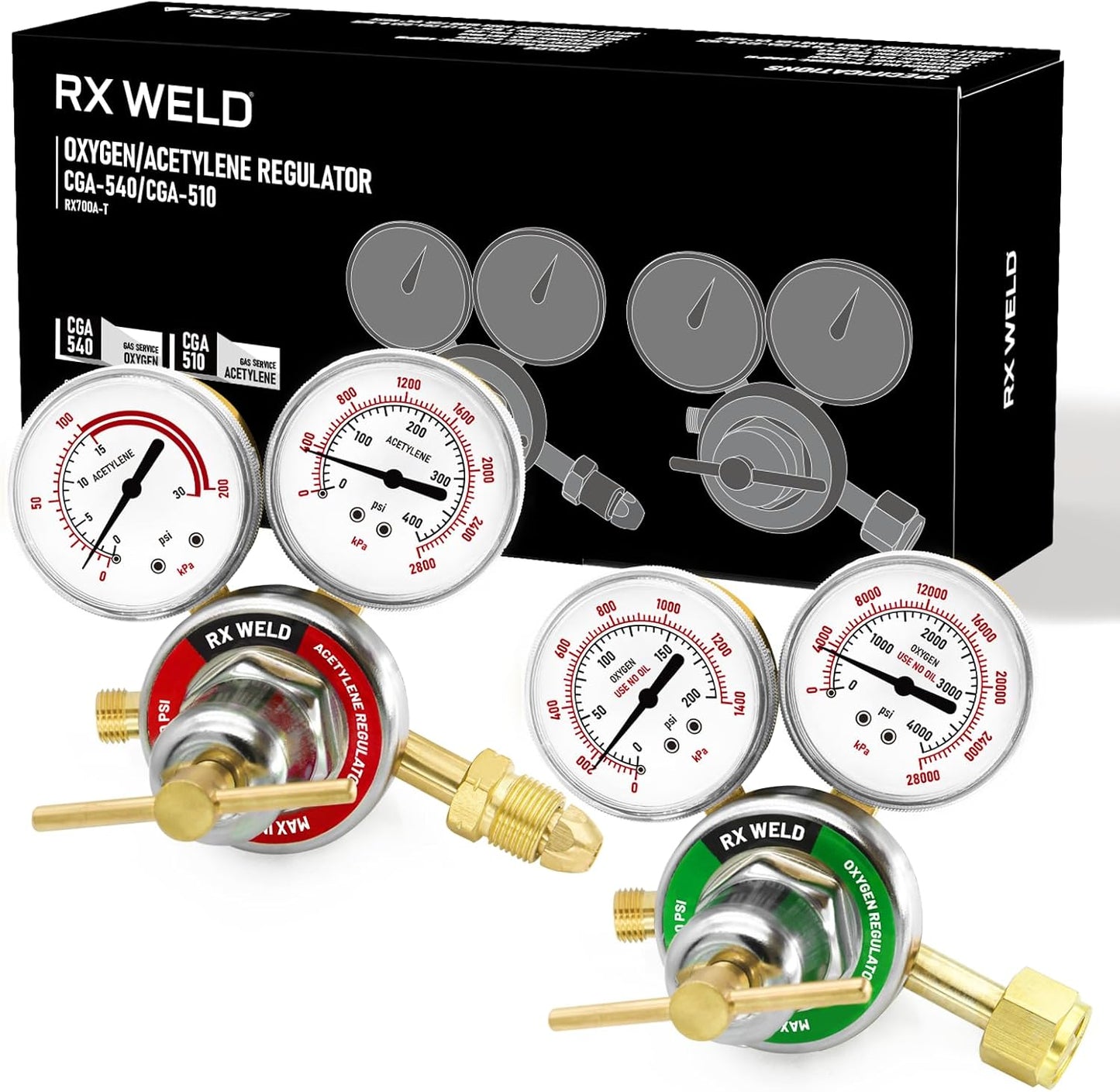 RX WELD Oxygen and Acetylene Regulators for Welding and Cutting