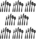 Matte Black Silverware Set 40-Piece for 8 - Satin Finish Flatware