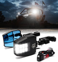Xprite UTV Side View Mirrors Aluminum w/ LED Spot Lights - Clear Lens