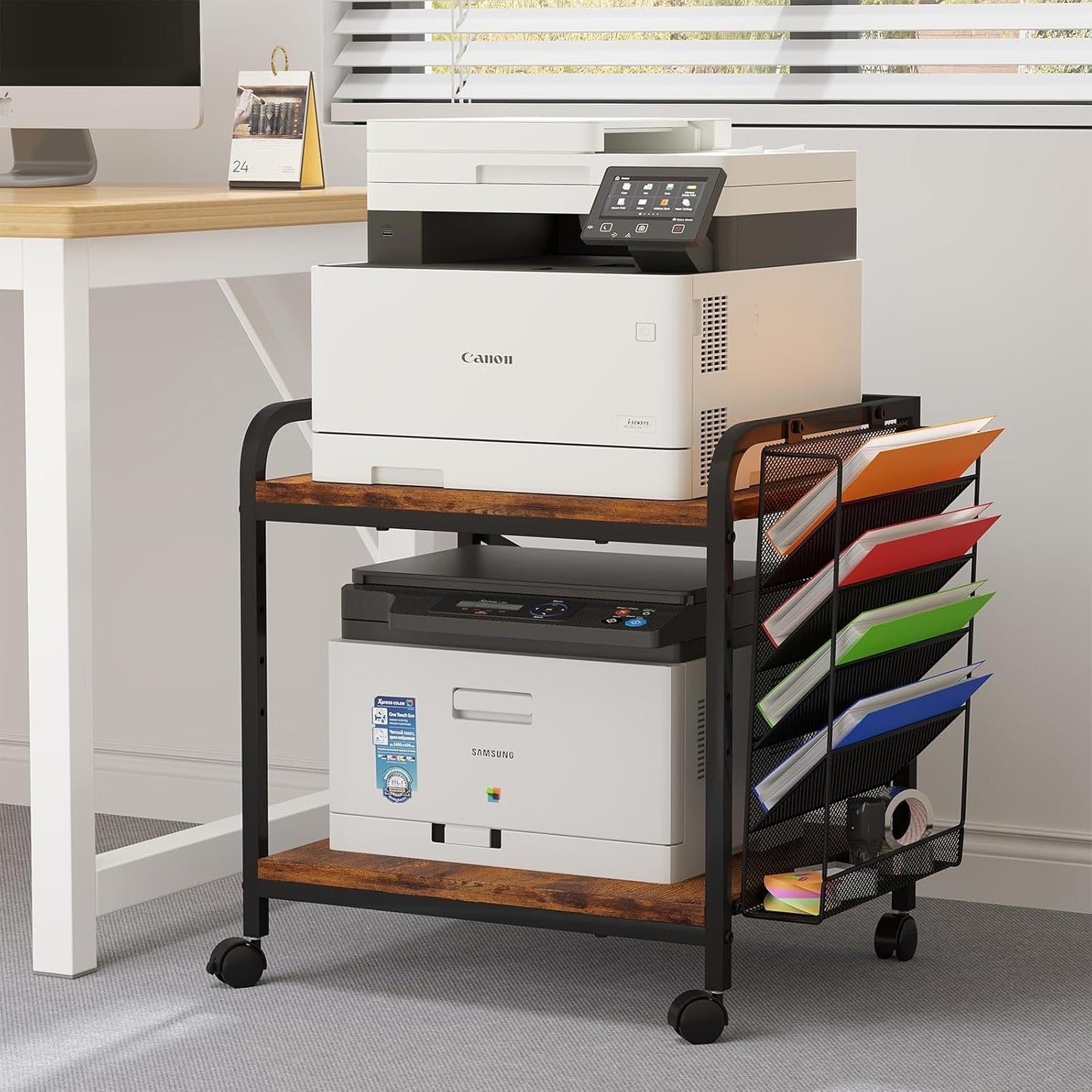 Large Printer Stand with File Holder Organizer for Home Office