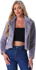 Allegra K Women's Cropped Faux Fur Jacket - Fluffy Winter Shrug