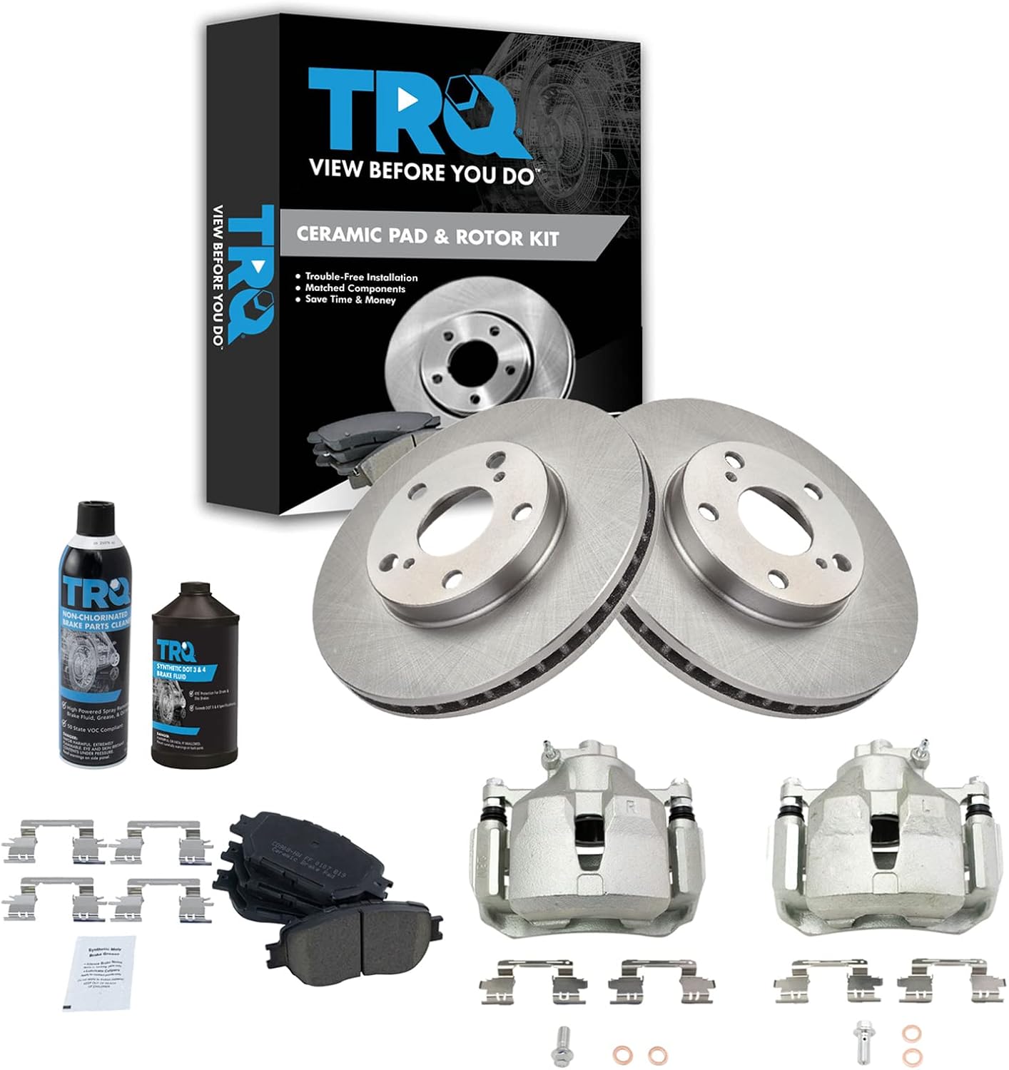 TRQ Front Brake Pad & Rotor Kit for 2002-2006 Toyota Camry