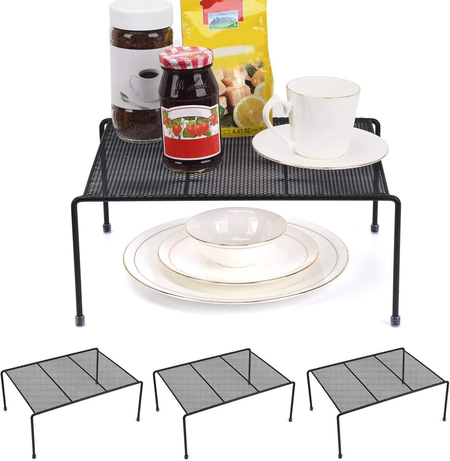 Set of 4 Mesh Kitchen Shelves for Organized Storage Solutions