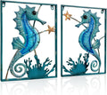 Metal Seahorse Wall Art with 13 LED Lights - Coastal Outdoor Decor