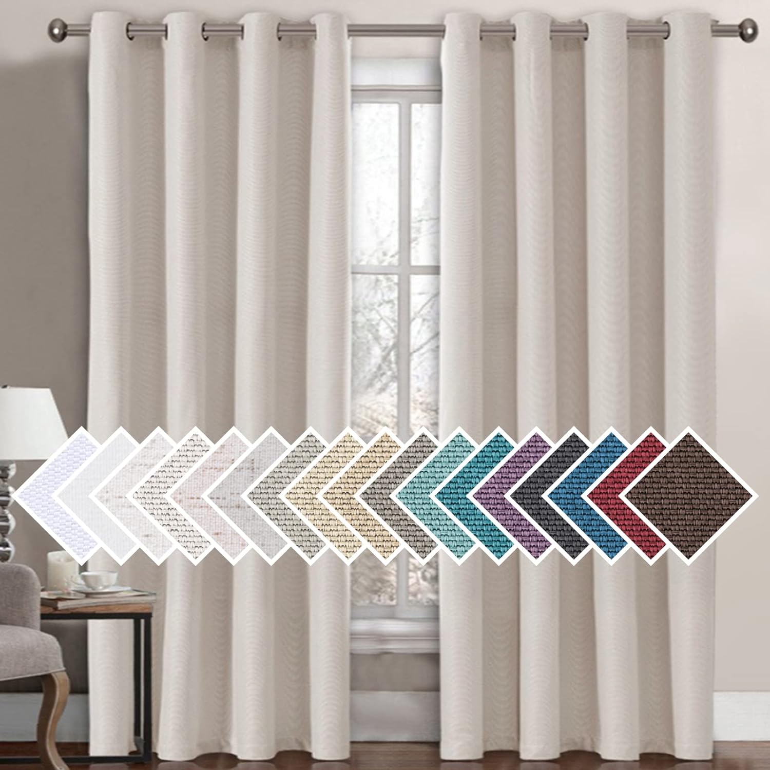 96 Insulated Linen Blackout Curtain - Heather Ivory